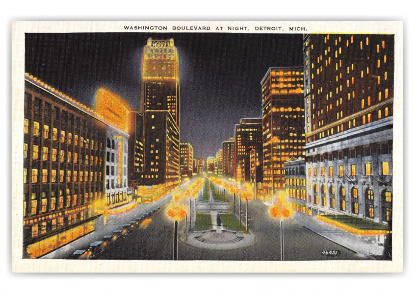  Detroit, Michigan, Washington Boulevard at night