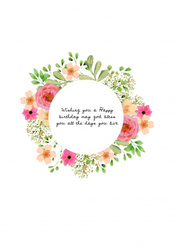 cartão branco com flores e desejos de aniversário