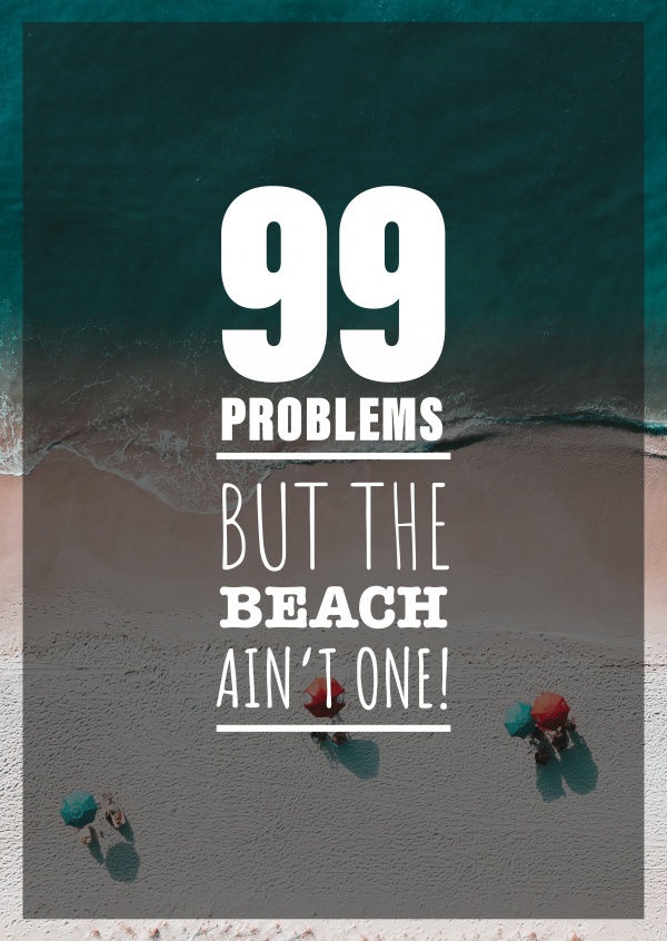 ansichtkaart offerte 99 problemen, maar het strand is niet één