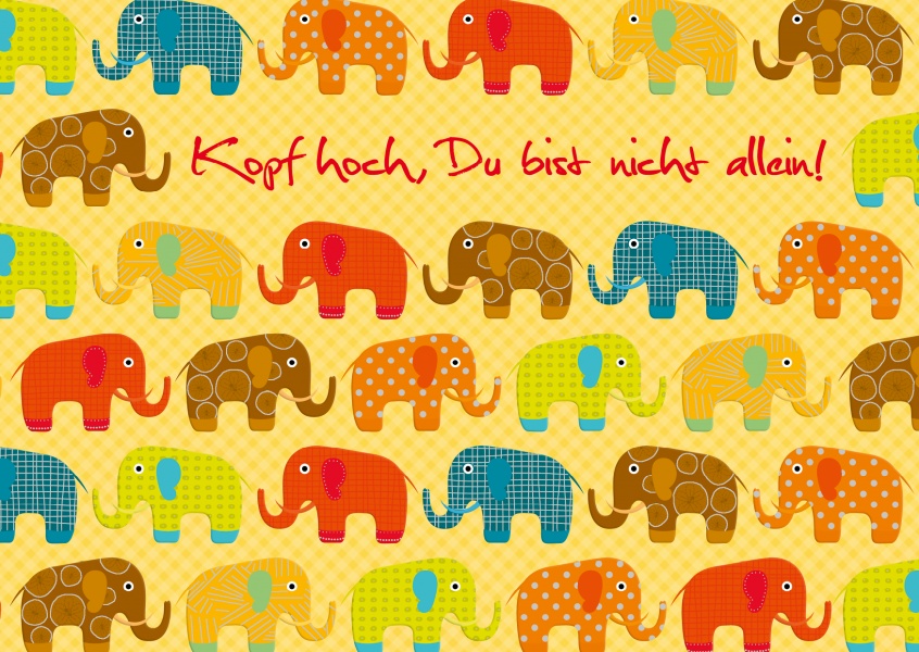 Süße Motivationskarte mit efelefanten und spruch