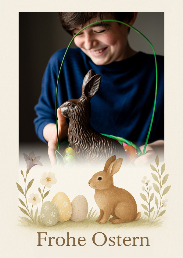 Frohe Ostern, mit Hase und Eiern