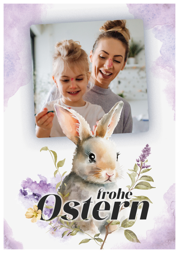 Postkarte Frohe Ostern mit Hase
