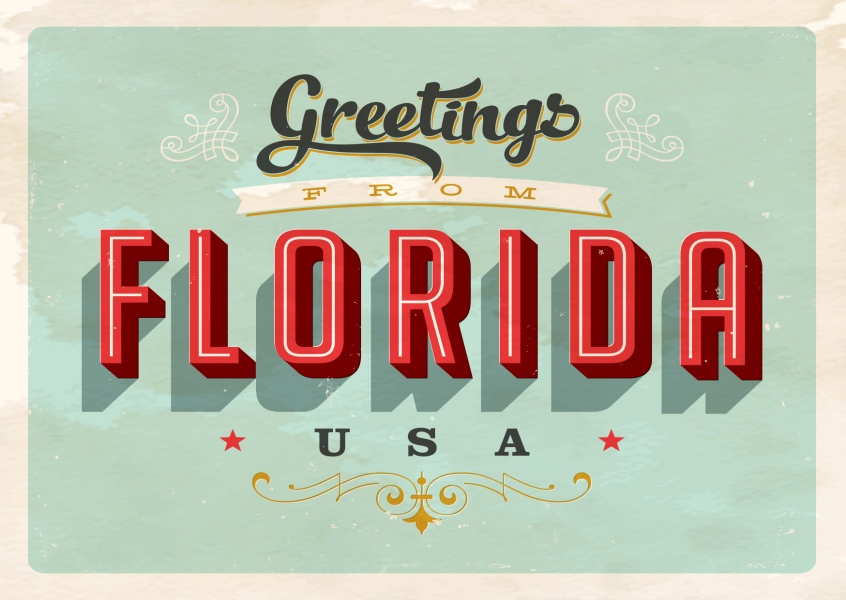 Florida vintage postcard card
