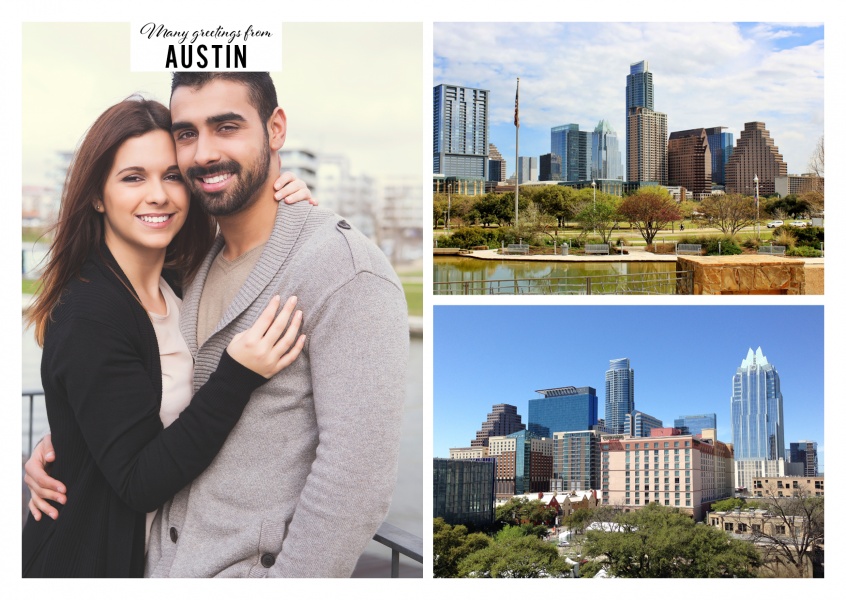 Collage mit zwei Sehenswürdigkeiten Austins