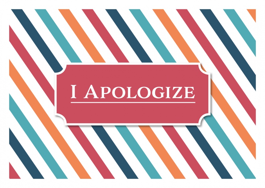 I apologize Entschuldigung mit grÃ¼n weiÃŸ rot gestreiftem Hintergrundâ€“mypostcard