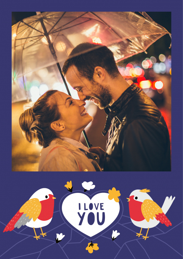 I love you card with birds
