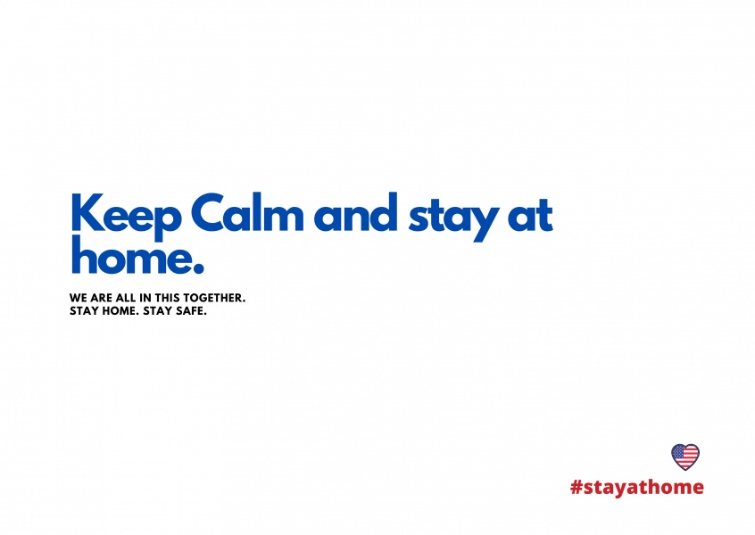 KEEP CALM AND STAY AT HOME. POSTCARD