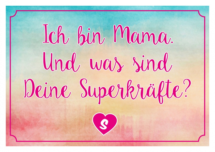 Mama-Spruch SuperkrÃ¤fte auf Leinwand-Hintergrundâ€“mypostcard