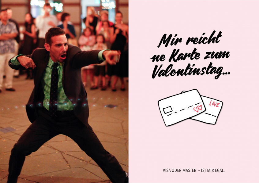 Postkarte Spruch Mir reicht ne Karte zum Valentinstag visa oder Master mir egal