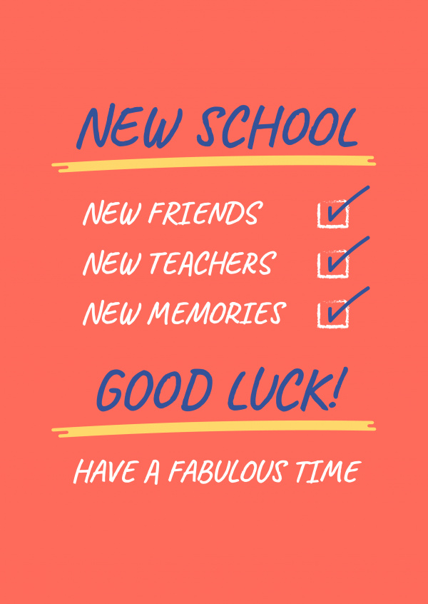 New school - Good luck!