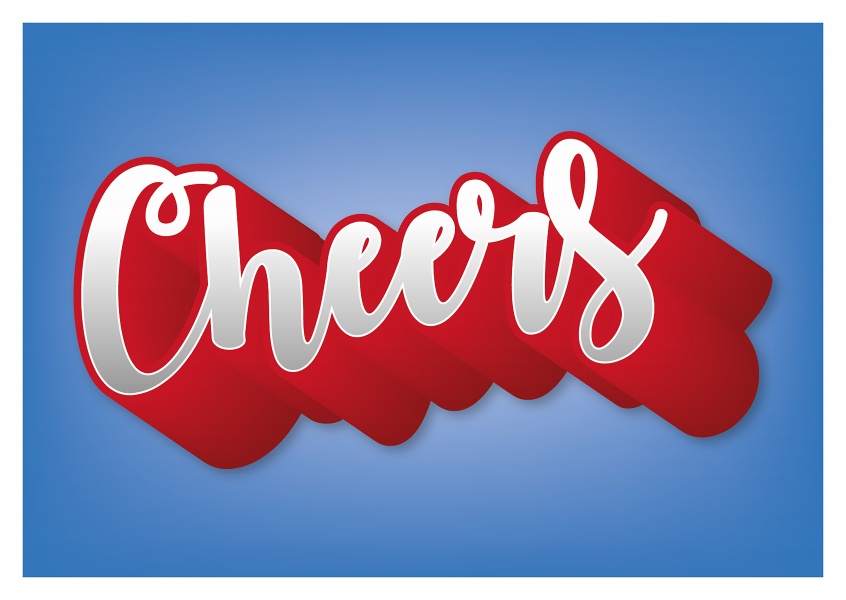 red white blue cheers postcard