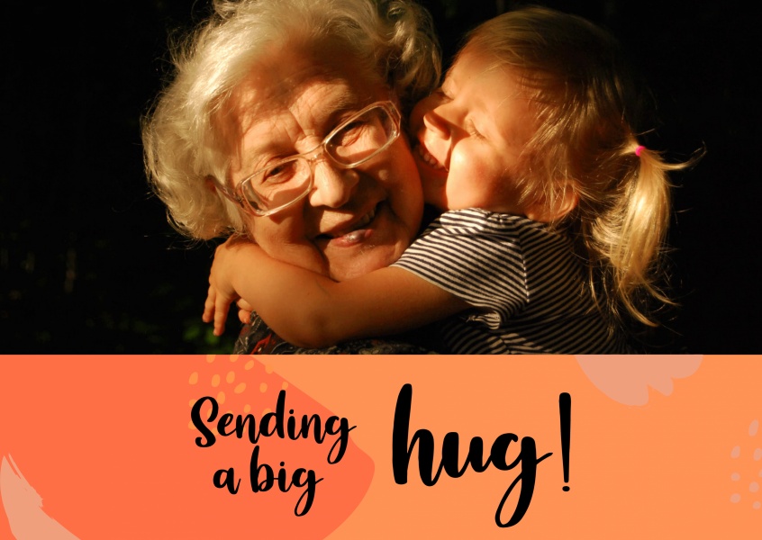 Sending a big hug postcard