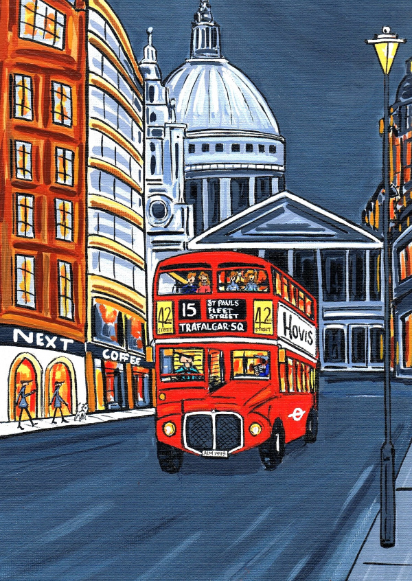 Painting from South London Artist Dan Red Bus