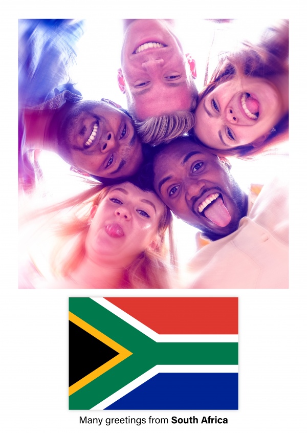 Postkarte mit Flagge von der Südafrika