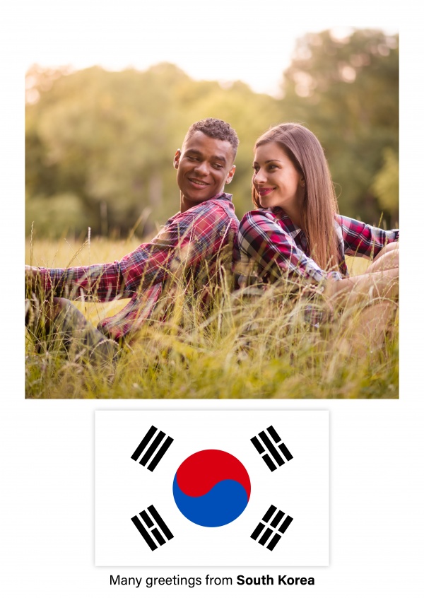 Postkarte mit Flagge von Südkorea