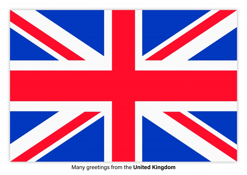 Postkarte mit Flagge von dem Vereinigten Königreich