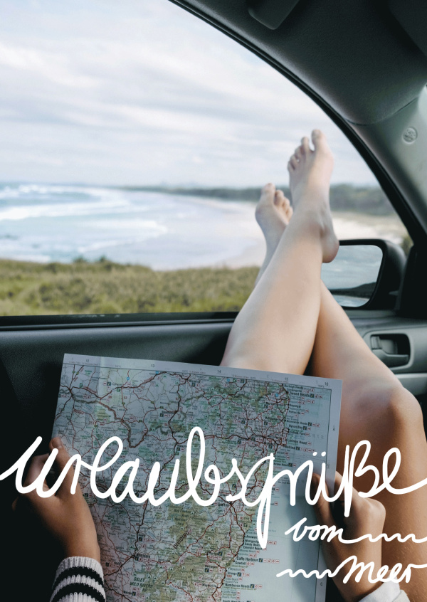 Urlaubsgrüsse vom Meer handgeschriebener Text