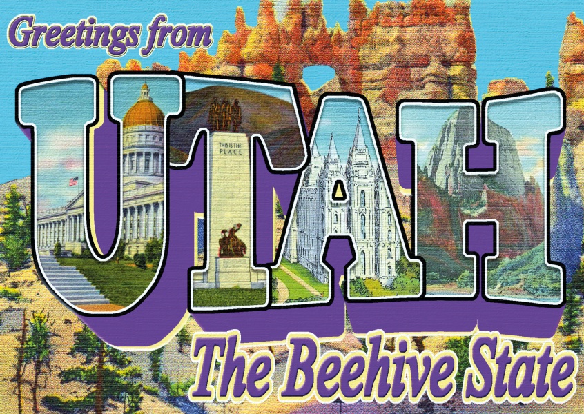 Utah Retro Style Postcard