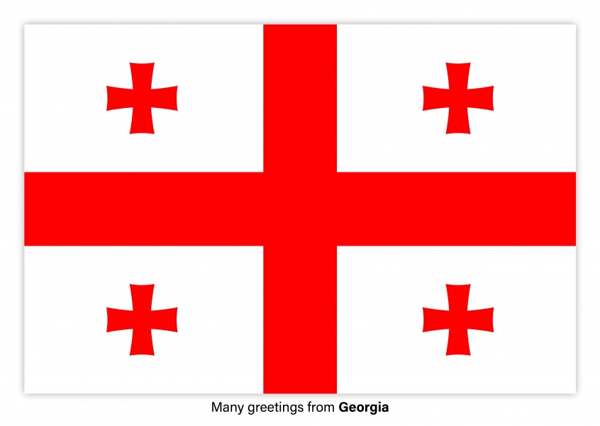 Postcard with flag of Georgia