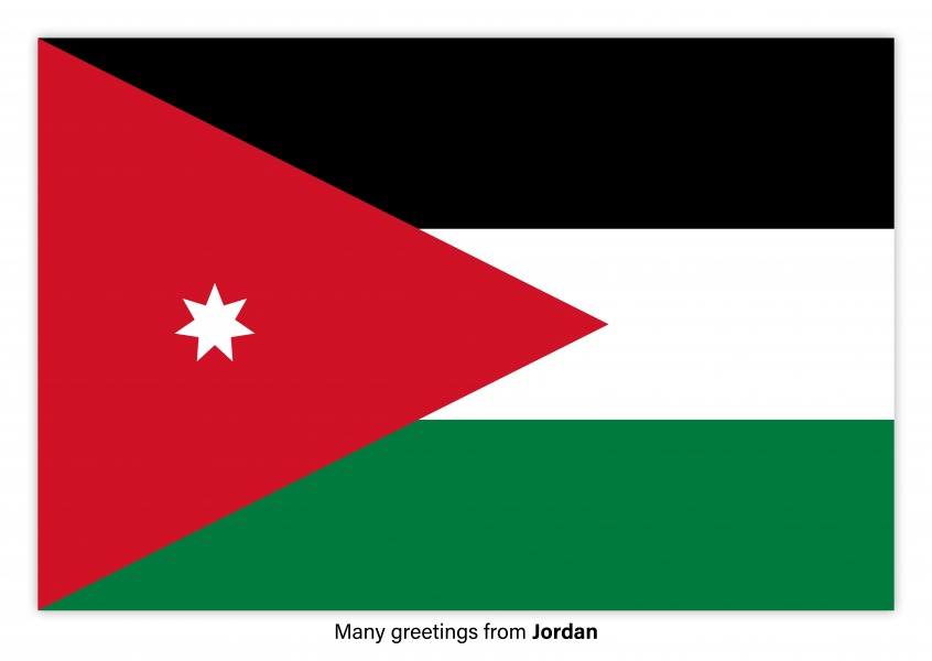 Postcard with flag of Jordan