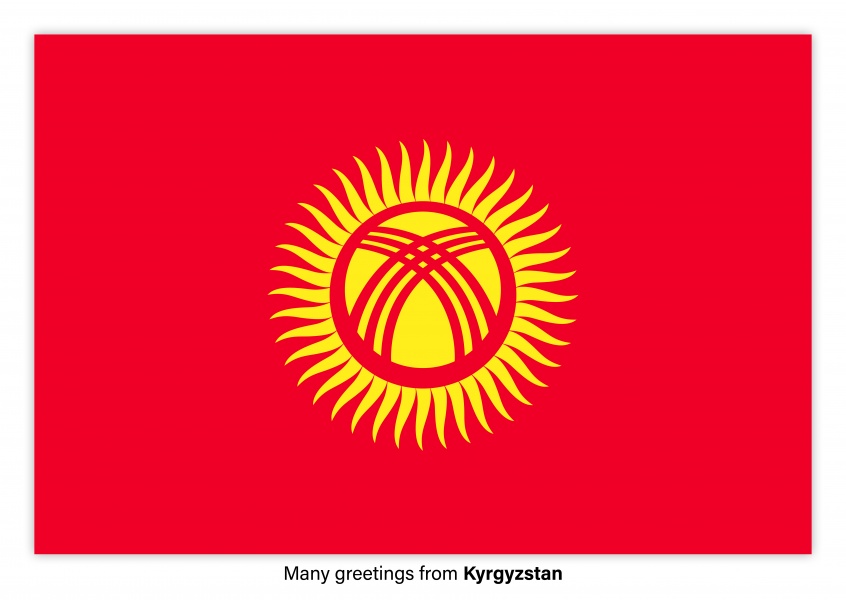 Postcard with flag of Kyrgyzstan