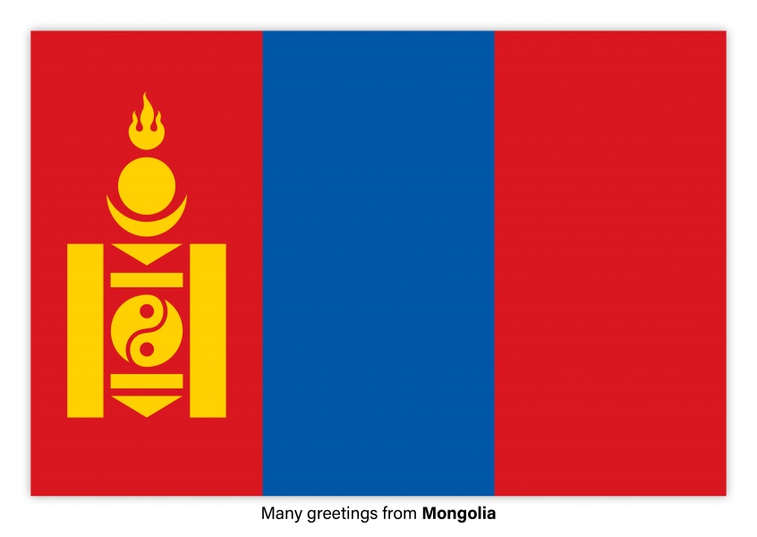 Postcard with flag of Mongolia