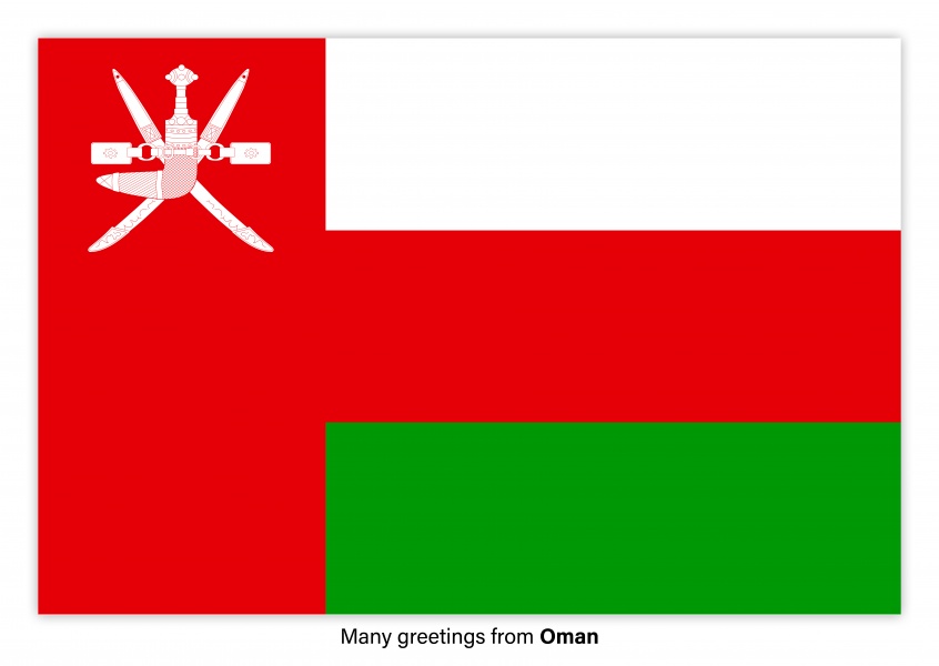 Postcard with flag of Oman