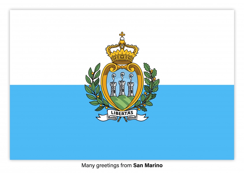 Postcard with flag of San Marino