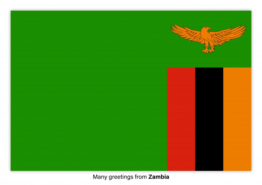 Postcard with flag of Zambia