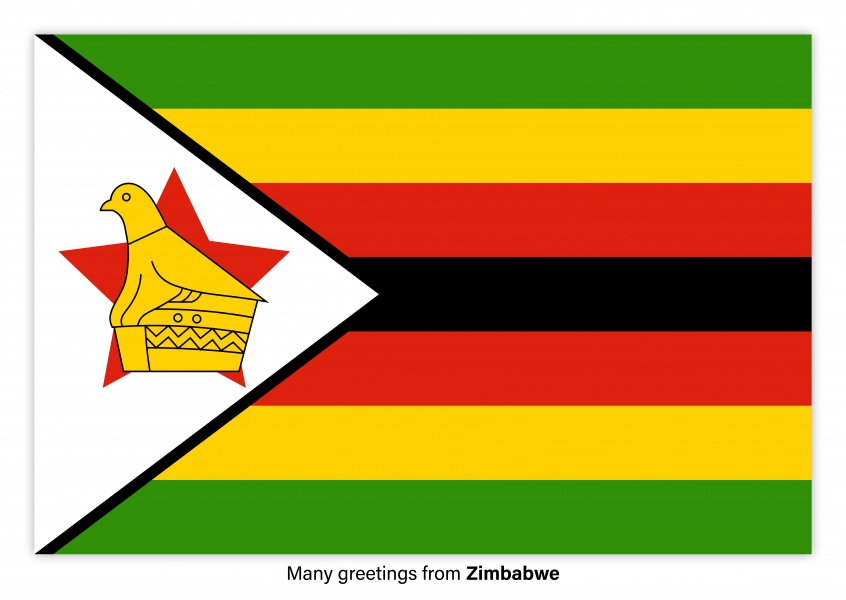 Postcard with flag of Zimbabwe