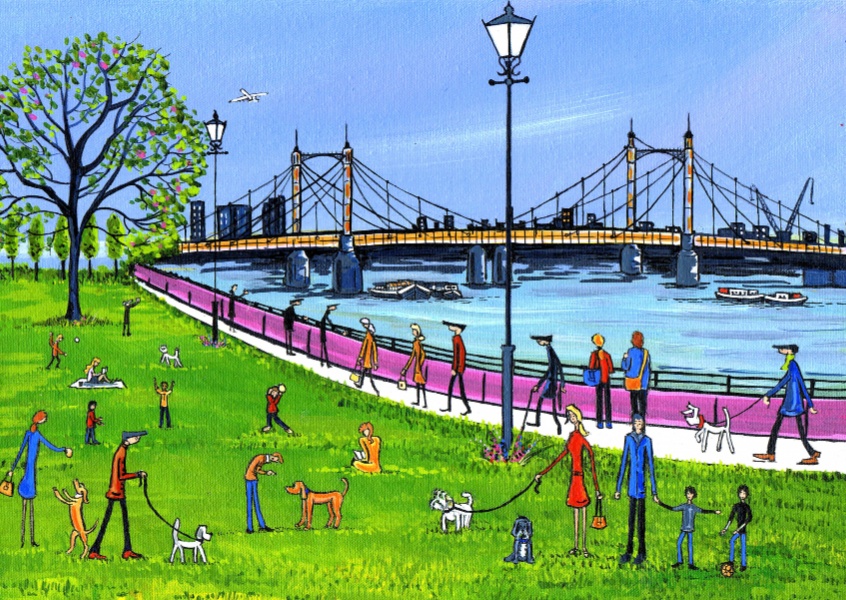 Illustratie Zuid-Londen Kunstenaar Dan Albert Bridge