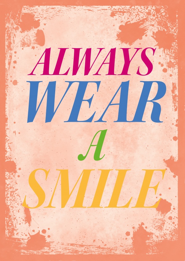 Vintage Spruch Postkarte: Always wear a smile