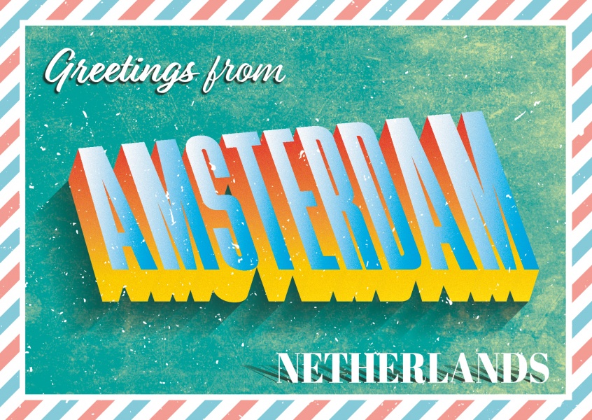 Retro Postkarte Amsterdam, Niederlande