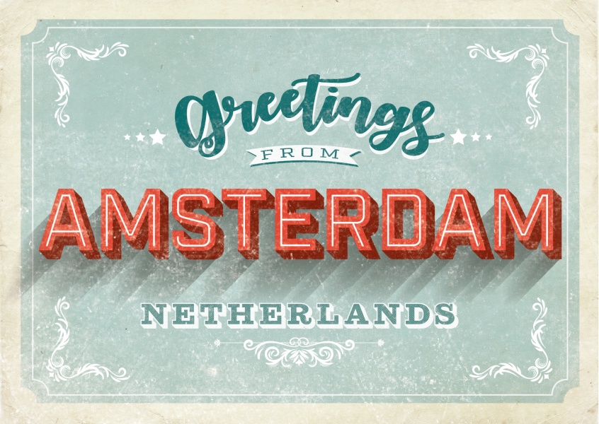 Vintage Postkarte Amsterdam