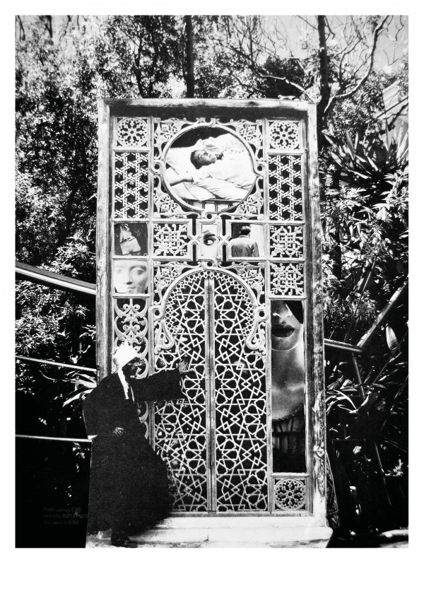 Surréaliste en Noir et blanc collage par Belrost le gardien de la porte