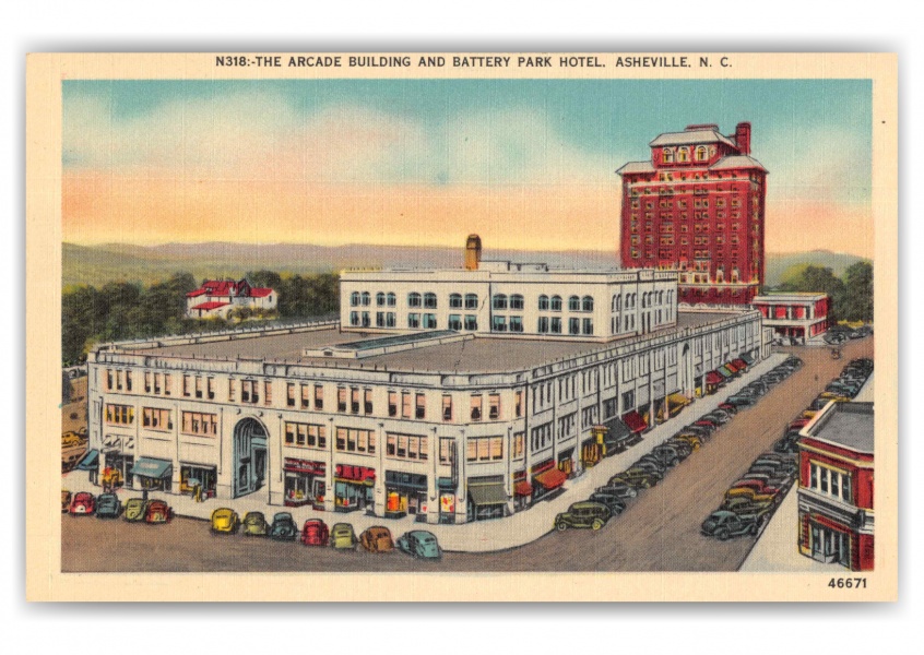 Asheville North Carolina Arcade Building and Battery Park Hotel ...