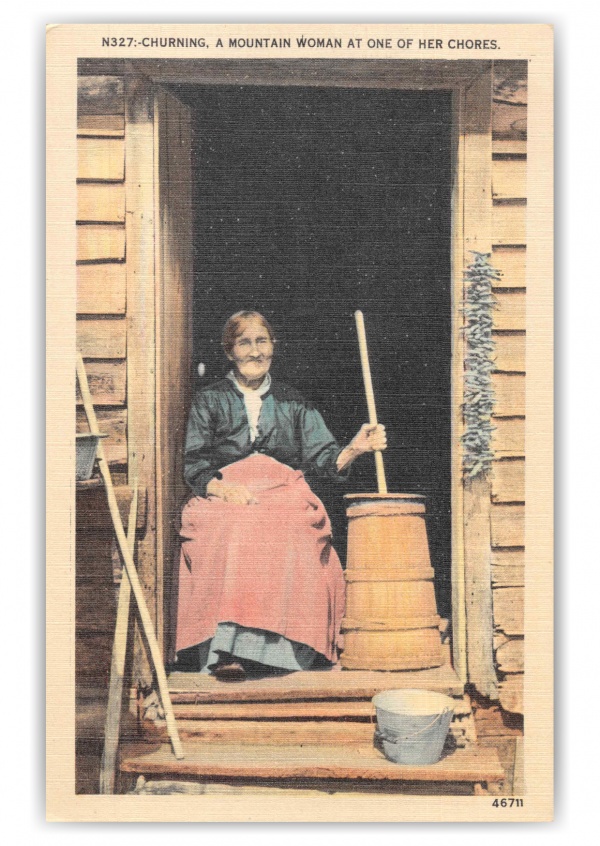 Asheville North Carolina Mountain Woman Churning Butter