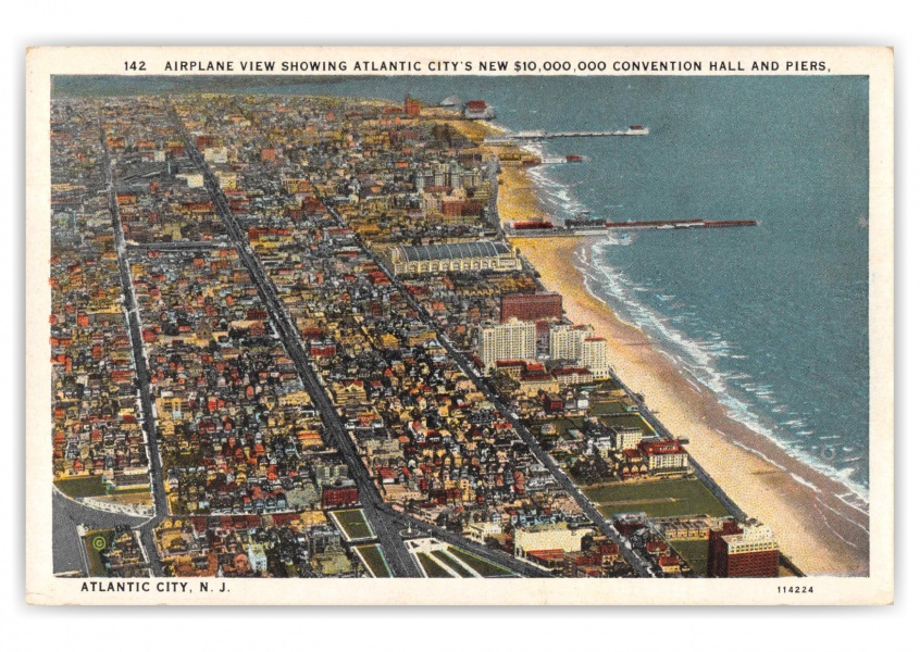 Atlantic City New Jersey Aerial View Convention Hall and Piers