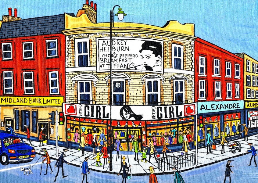 Illustration Södra London Konstnären Dan Audrey Hepburn