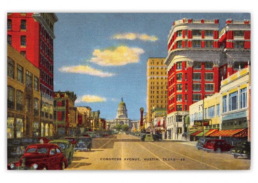 Austin Texas Congress Avenue Vintage Grusskarten Echte Postkarten Online Versenden