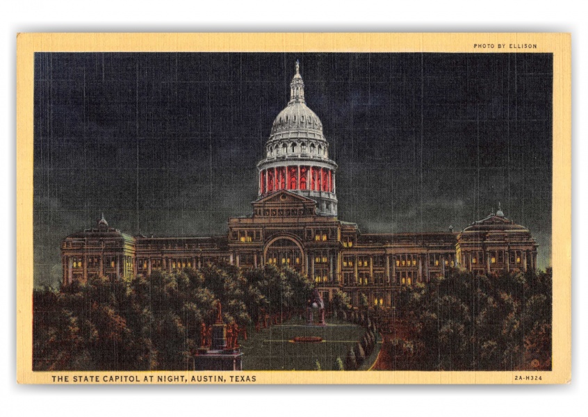 Austin, Texas, State Capitol at night