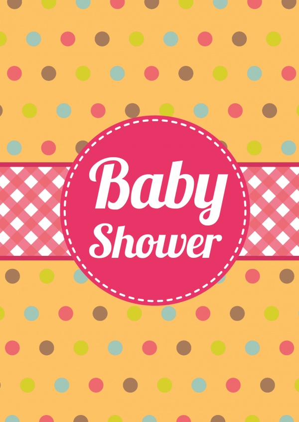Baby shower-Invitation on polka-dot background