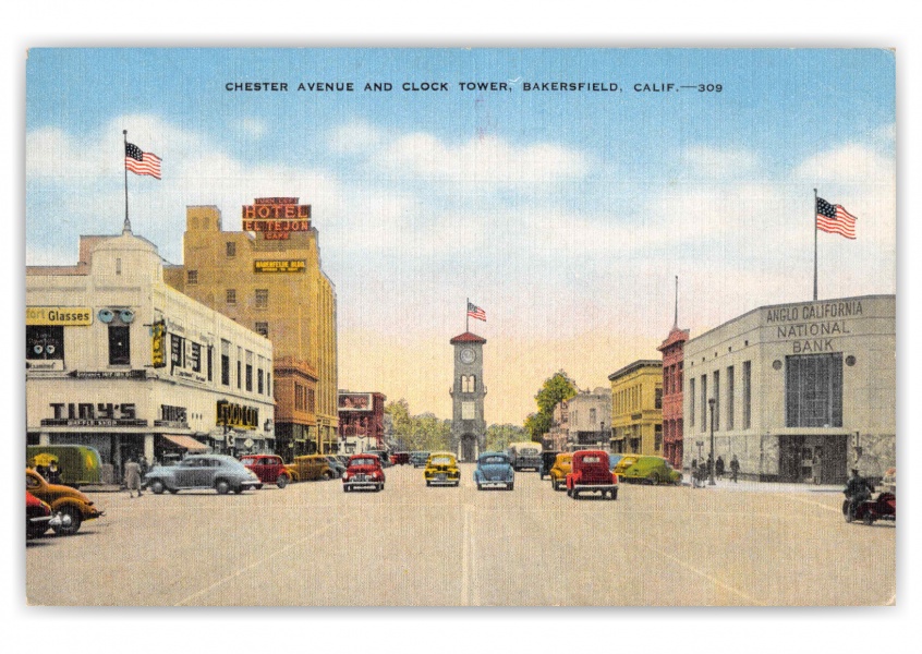 Bakersfield California Chester Avenue and Clock Tower