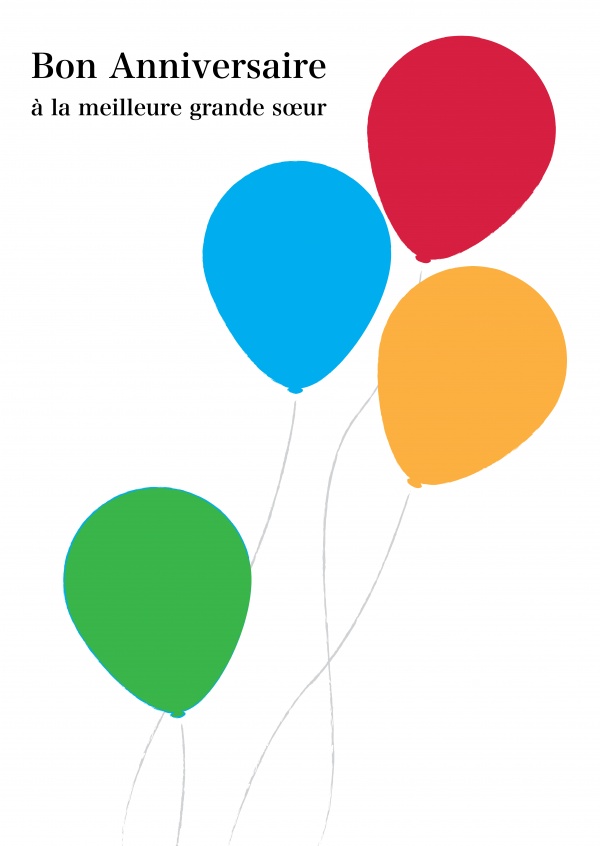 Carte d'anniversaire, ballons multicolores