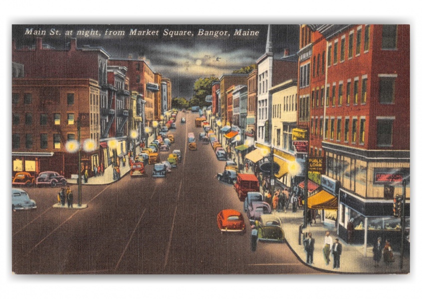 Bangor, Maine, Main Street at night