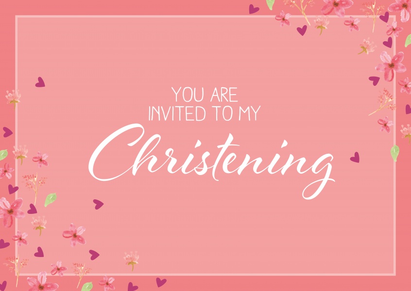 Batizado invitaion cartão cor-de-rosa