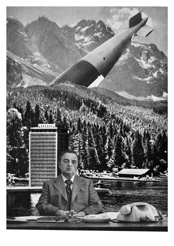 Belrost surrealistic collage customized office wallpaper