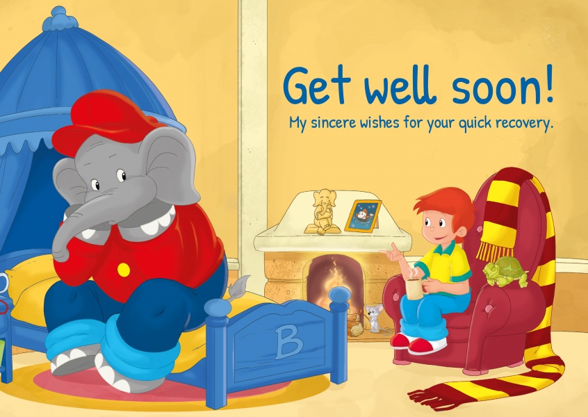 illustration Benjamin the elephant with Otto in his room