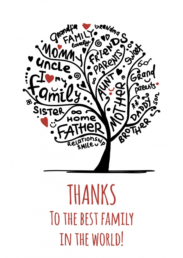 Familienstammbaum, Illustration mit Herzen