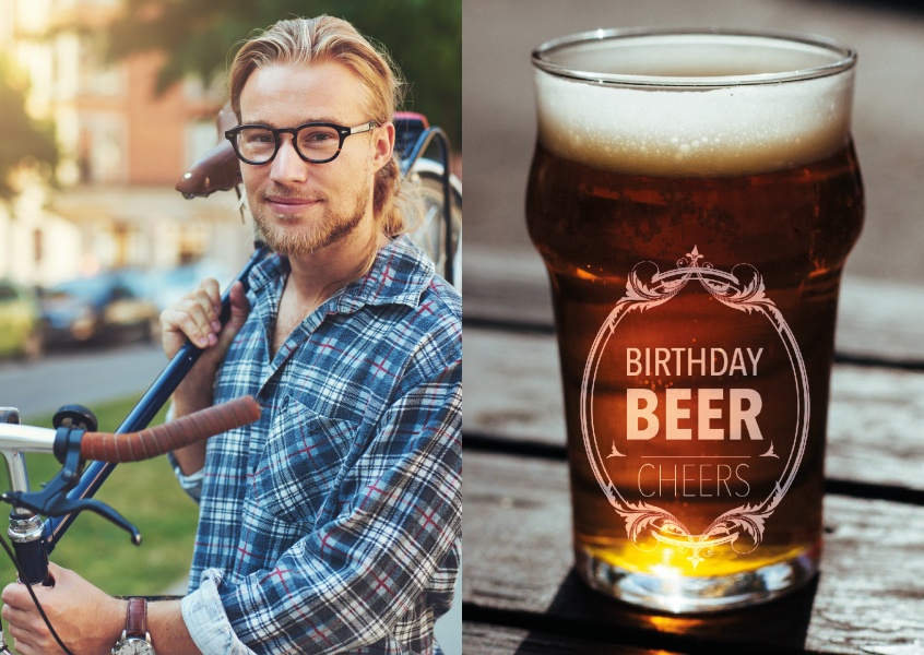beer glass birthday beer postcard greeting card design